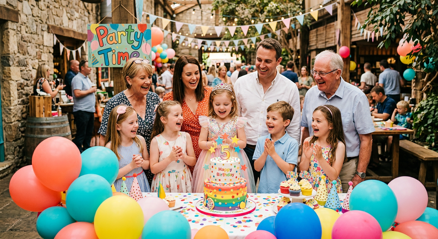 Familia celebrando un cumpleaños infantil